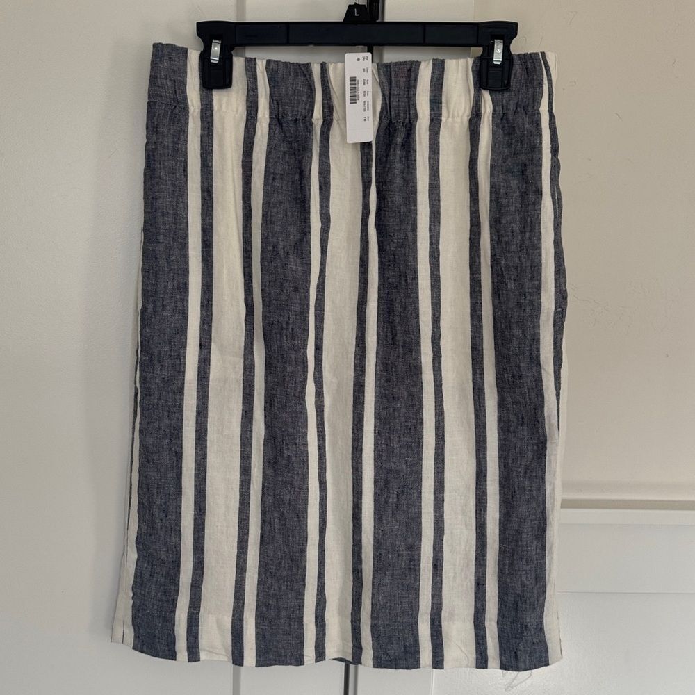 J. Crew Classic Blue and White Striped 100% Linen Skirt Women’s Size Medium Tall